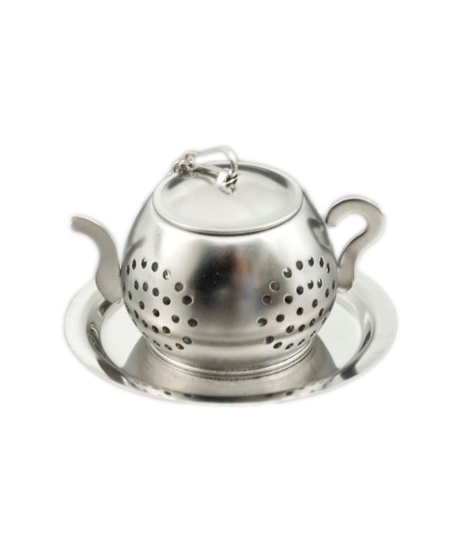 Infusor con forma de tetera redonda metalico
