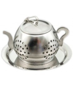 Infusor con forma de tetera redonda metalico